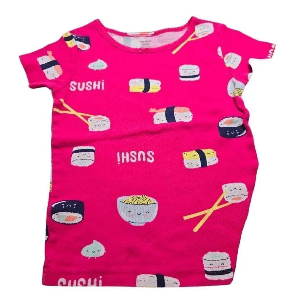 Carters sushi Pajama shirts girls 6 snug fit